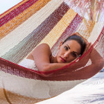 Cotton hammock, 'Loreto' (double) - Mexican Multicolor Cotton Maya Hammock