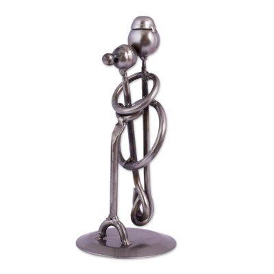 Recycled metal sculpture, 'Rustic Sweethearts' - Handcrafted Recycled Metal Sculpture from Mexico