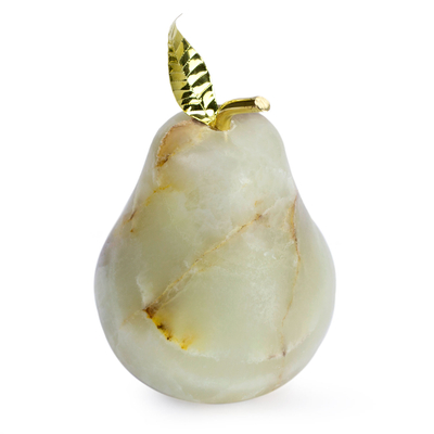 Onyx figurine, 'Tempting Pear' - Natural Onyx Fruit Figurine Sculpture