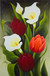 'Tulips and Calla Lilies I' - Limited Edition Floral Oil Painting from Mexico