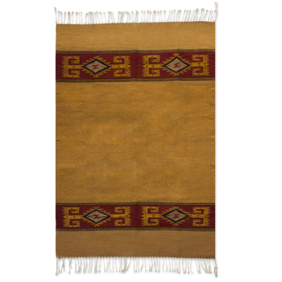 Brown and Yellow Handwoven Zapotec Area Rug (4x6.5)