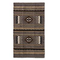 Zapotec wool rug, 'Grey Diamond' (2x3.5)