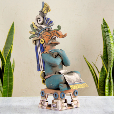 Escultura de cerámica - Réplica de escultura de cerámica del Señor Maya de la Lluvia