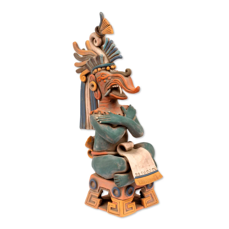 Maya Lord of Rain Ceramic Replica Sculpture - Lord Chaac | NOVICA