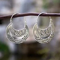 Featured review for Sterling silver hoop earrings, Kiss of Peace