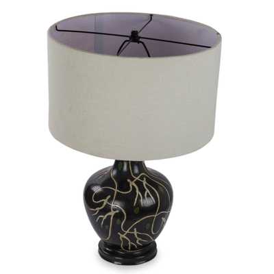 Leaf Theme Burnished Clay Ceramic Table Lamp