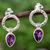 Amethyst drop earrings, 'New Era' - Modern Amethyst and Taxco Silver Earrings (image 2) thumbail