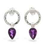 Amethyst drop earrings, 'New Era' - Modern Amethyst and Taxco Silver Earrings