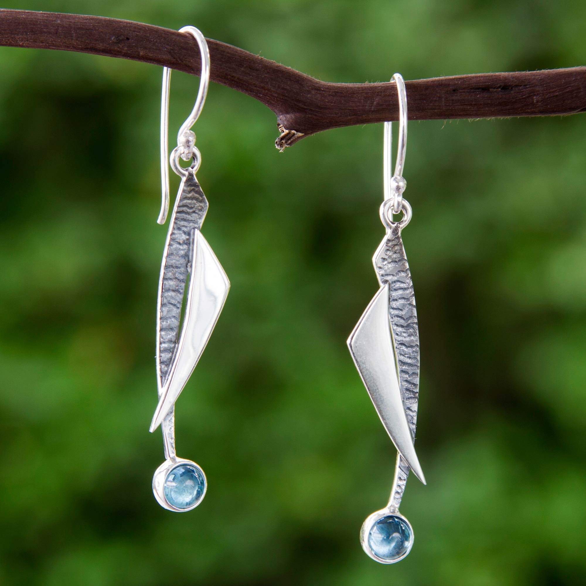 Blue Topaz and Silver 950 Earrings Taxco Jewelry - Blue Skies | NOVICA