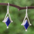 Lapis lazuli dangle earrings, 'Spark of Blue' - Lapis Lazuli and 950 Silver Artisan Earrings thumbail