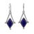 Lapis lazuli dangle earrings, 'Spark of Blue' - Lapis Lazuli and 950 Silver Artisan Earrings (image 2a) thumbail