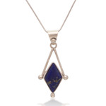 Lapis lazuli pendant necklace, 'Spark of Blue' - Lapis Lazuli and 950 Silver Artisan Necklace