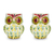 Majolica ceramic mugs, 'Owl Hospitality' (pair) - Artisan Crafted Majolica Ceramic Bird Mugs (Pair) (image 2a) thumbail