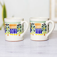 Majolica ceramic mugs, Acapulco (pair)
