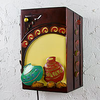 Featured review for Iron wall lamp, Mexican Clay Pots