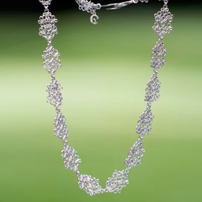 Sterling silver link necklace, 'Versailles' - Artisan Crafted Sterling Silver Necklace Chainmail Jewelry