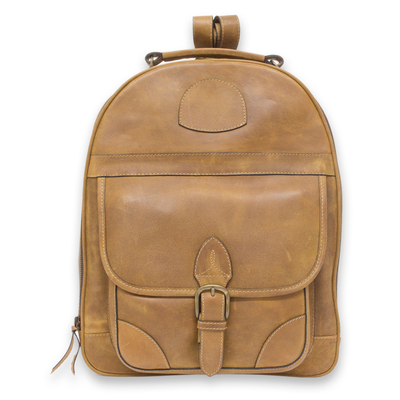 UNICEF Market | Amber Brown Leather Backpack Handcrafted in Mexico ...