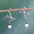 Cultured pearl and garnet button earrings, 'Whimsical Frogs' - Mexican Artisan Silver Earrings with Pearls and Garnet (image 2) thumbail