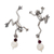 Cultured pearl and garnet button earrings, 'Whimsical Frogs' - Mexican Artisan Silver Earrings with Pearls and Garnet thumbail