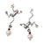 Cultured pearl and garnet button earrings, 'Whimsical Frogs' - Mexican Artisan Silver Earrings with Pearls and Garnet (image 2b) thumbail