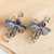 Amethyst button earrings, 'Majestic Dragonflies' - Mexican Hand Crafted Sterling Silver Earrings with Amethyst (image 2) thumbail