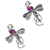 Amethyst button earrings, 'Majestic Dragonflies' - Mexican Hand Crafted Sterling Silver Earrings with Amethyst (image 2c) thumbail