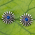 Lapis lazuli button earrings, 'Mexican Suns' - Sterling Silver and Lapis Lazuli Handcrafted Button Earrings (image 2) thumbail