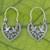 Sterling silver hoop earrings, 'Love on the Wing' - Heart Shaped Silver Hoop Earrings with Birds and Flowers thumbail
