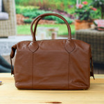 Leather travel bag, 'Let's Go in Brown' - Mexican Brown Leather Travel Bag Lined with Inner Pocket