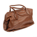 Leather travel bag, 'Let's Go in Brown' - Mexican Brown Leather Travel Bag Lined with Inner Pocket