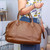 Leather travel bag, 'Let's Go in Brown' - Mexican Brown Leather Travel Bag Lined with Inner Pocket