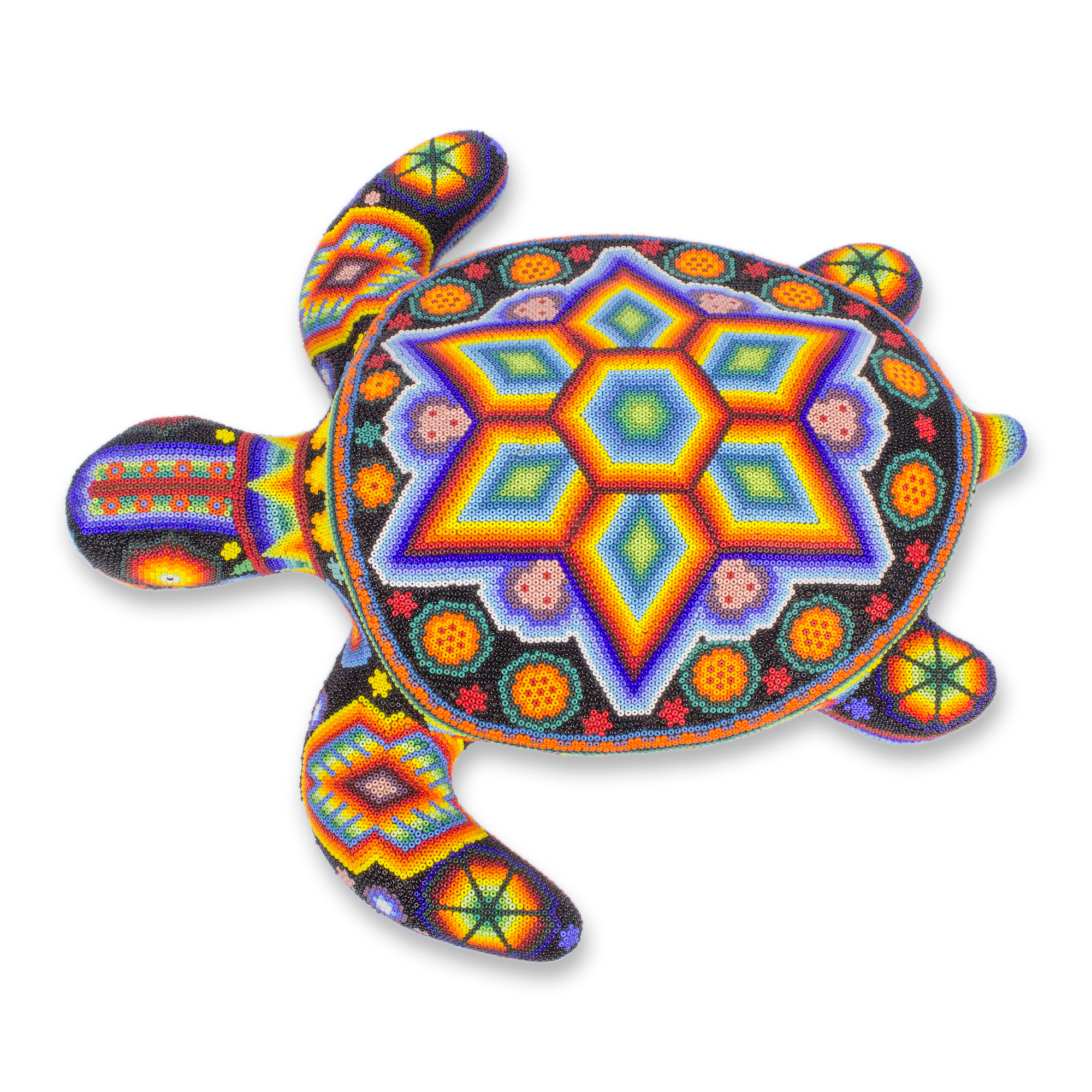 Authentic Huichol Beaded Turtle Sculpture from Mexico - Star Turtle ...