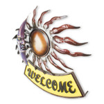 Iron welcome sign, 'High Wind Eclipse' - Hand Crafted Mexican Eclipse Iron Welcome Sign for Wall