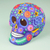 Escultura de cerámica - Escultura de cerámica colorida del cráneo del día de los muertos de México