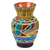 Ceramic vase, 'Nahua Doves' - Colorful Handcrafted Ceramic Vase from Mexico