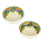 Majolica ceramic bowls, 'Acapulco' (pair) - Hand Crafted Ceramic Bowls Talavera Majolica Pottery (Pair)