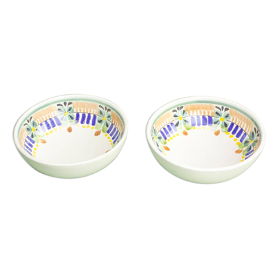 Majolica ceramic bowls, 'Acapulco' (pair) - Hand Crafted Ceramic Bowls Talavera Majolica Pottery (Pair)