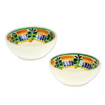 Majolica ceramic bowls, 'Acapulco' (pair) - Hand Crafted Ceramic Bowls Talavera Majolica Pottery (Pair)