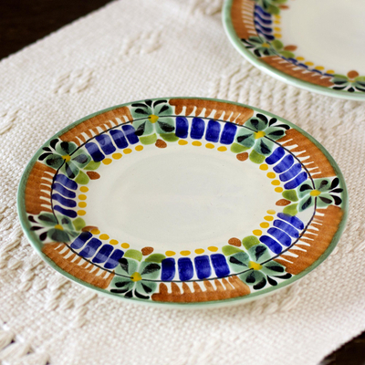 Majolica ceramic dessert plates, Acapulco (pair)