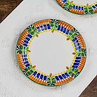 Majolica ceramic side plates, 'Acapulco' (pair)