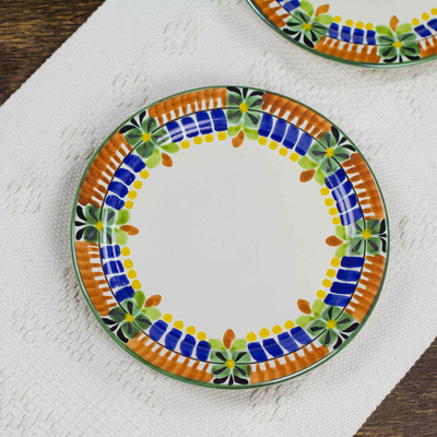Majolika-Keramik-Beilagenteller, „Acapulco“ (Paar) – Beilagenteller, handgefertigt aus Majolika-Keramik (Paar)