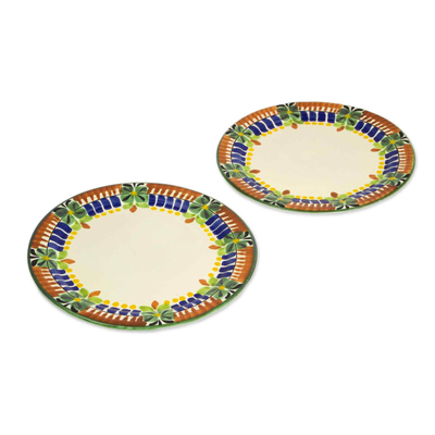 Platos laterales de cerámica de mayólica, (par) - Platos Laterales Elaborados a Mano en Cerámica Mayólica (Pareja)