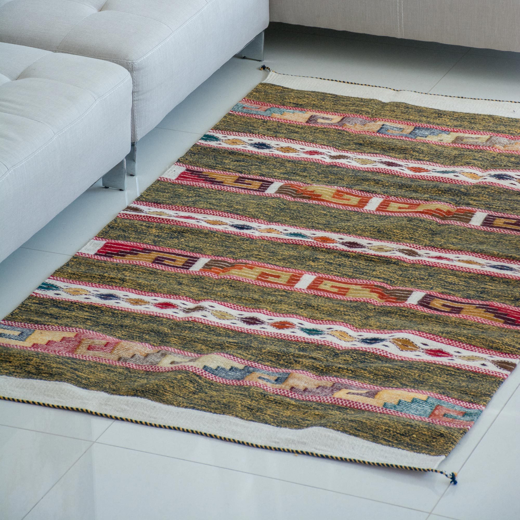 Warm Brown Zapotec Wool Area Rug (4x6) Joyful Geometry NOVICA