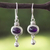 Amethyst dangle earrings, 'Quetzals' - Artisan Crafted Sterling Silver and Amethyst Earrings thumbail