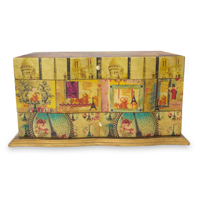 Handcrafted Decoupage Jewellery Box with Mirror and Drawer