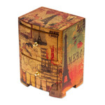Decoupage jewelry box, 'Carlota's Secret' - Artisan Crafted Wood Decoupage Jewelry Chest