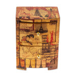 Decoupage jewelry box, 'Carlota's Secret' - Artisan Crafted Wood Decoupage Jewelry Chest