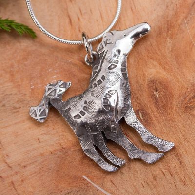Sterling silver pendant necklace, 'Horse on the Moon' - Horse Theme Handcrafted Silver Pendant Necklace
