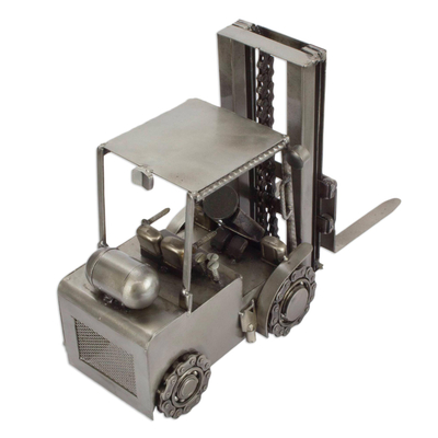Auto parts sculpture, 'Rustic Forklift' - Collectible Recycled Auto Parts and Metal Sculpture
