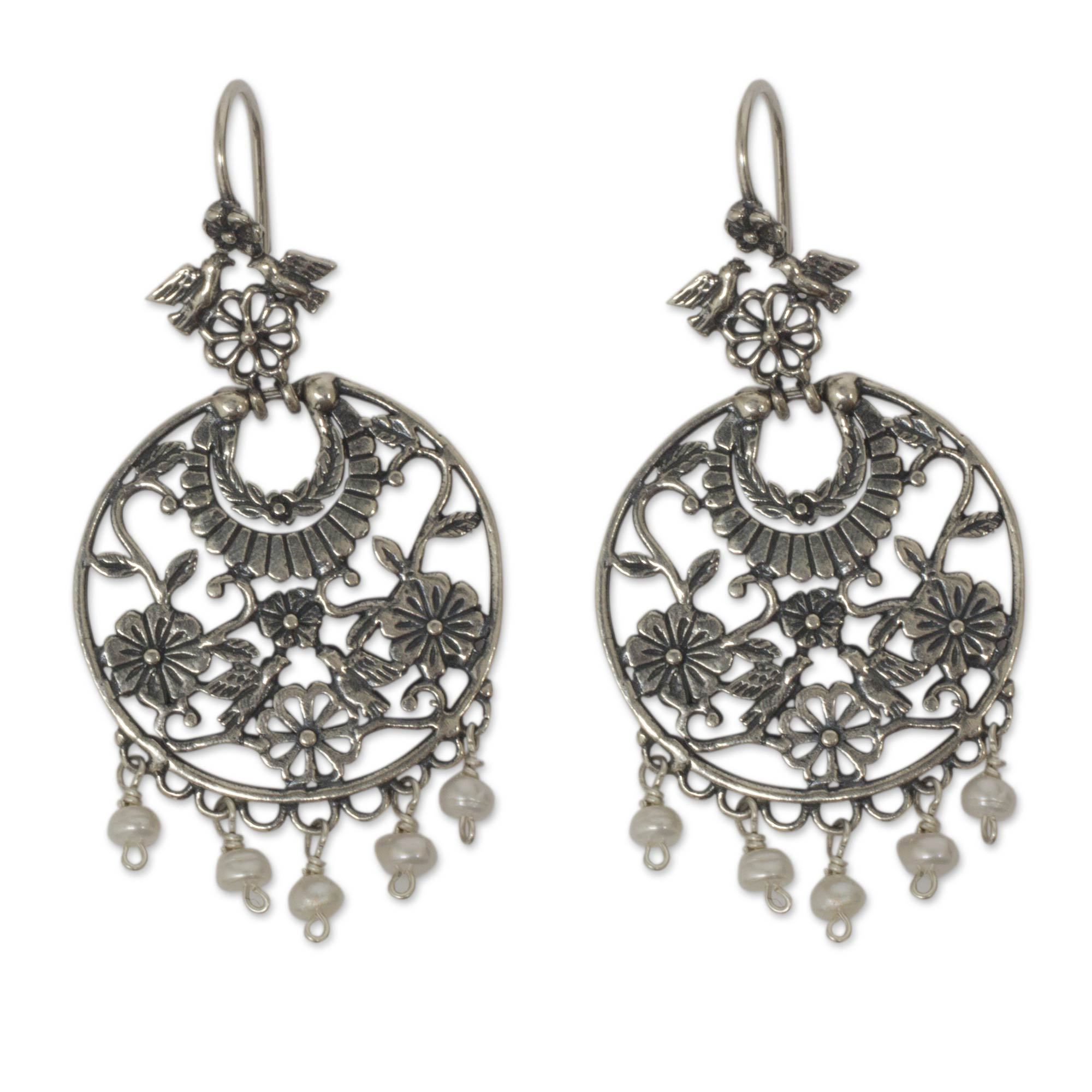 Kiva Antique Style Silver Chandelier Earrings With Kiva Antique Style Silver